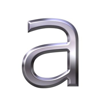 3d silver letter a isolated in white