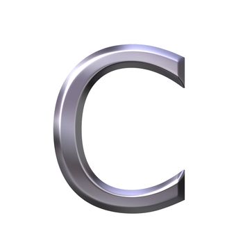 3d silver letter c isolated in white