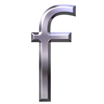 3d silver letter f isolated in white