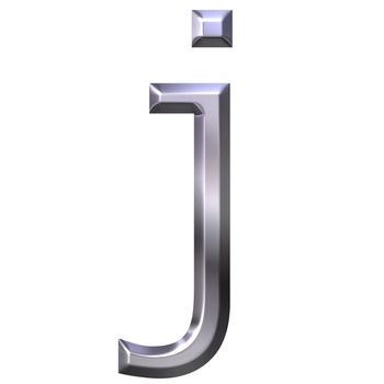 3d silver letter j isolated in white