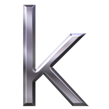 3d silver letter k isolated in white