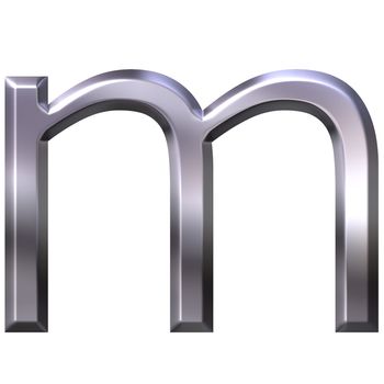 3d silver letter m isolated in white