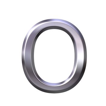 3d silver letter o isolated in white