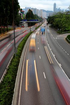 speed evening traffic motion blur