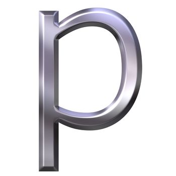 3d silver letter p isolated in white