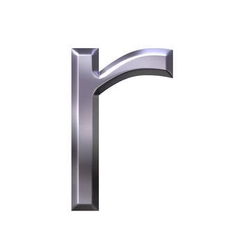 3d silver letter r isolated in white