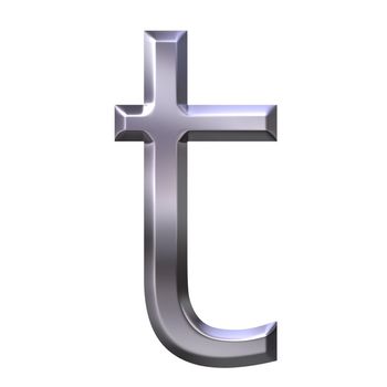 3d silver letter t isolated in white