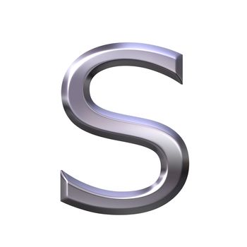 3d silver letter s isolated in white