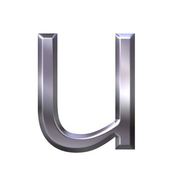 3d silver letter u isolated in white