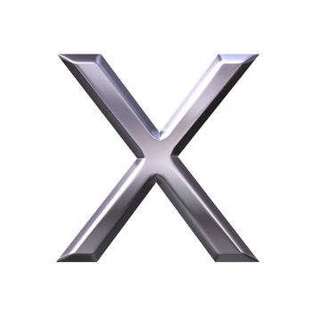 3d silver letter x isolated in white