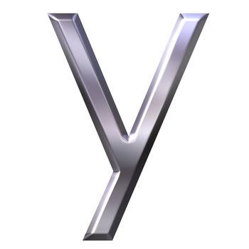 3d silver letter y isolated in white