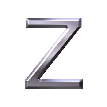 3d silver letter z isolated in white