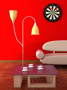 Interior of a living room. 3D image.