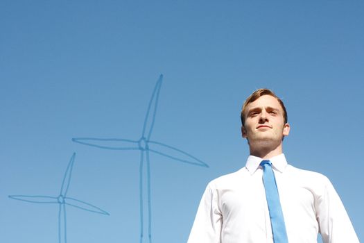 Business man investing in green energy