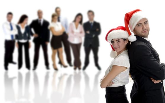 business partners celebrating christmas with group of people