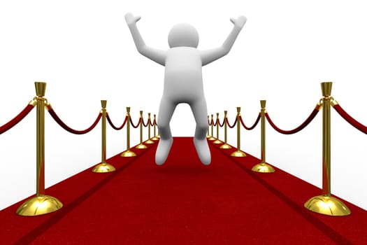 Red carpet on white background. Isolated 3D image