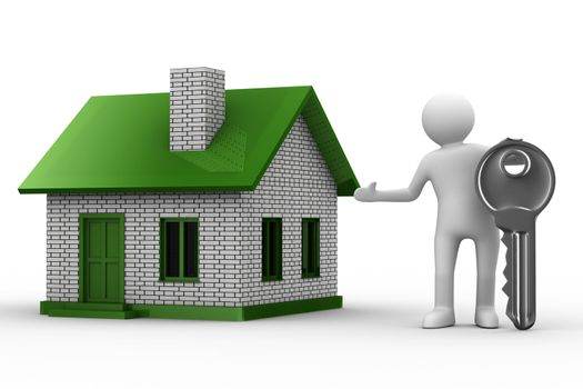 Presentation of new house. Isolated 3D image