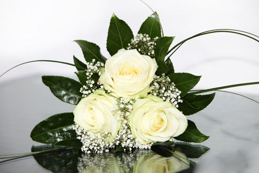 Elegant Bride flowers-bouquet with yellow roses  - Close-up