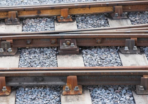 Detail of tracks on a steam railway