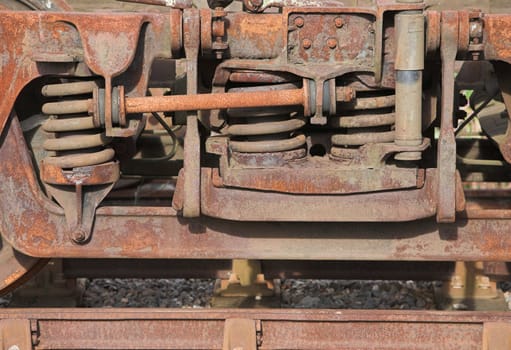 Detail from rusty old steam railway rolling stock