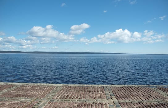 Quay of Onega in the spring. Petrozavodsk, Karelia, Russia