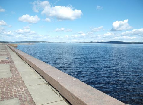 Quay of Onega in the spring. Petrozavodsk, Karelia, Russia    