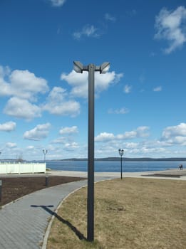 Lantern on quay of Onega in Petrozavodsk, Russia                   