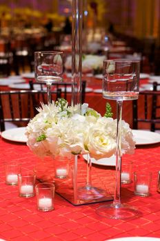 Table setting at a luxury wedding reception