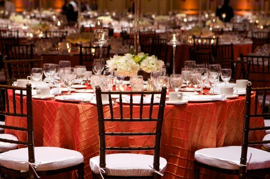 Table setting at a luxury wedding reception