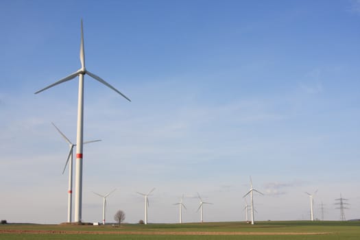 wind turbines in rural german landscape