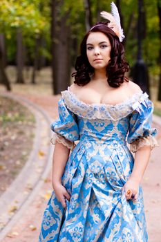 Portrait of lady in blue baroque dress
