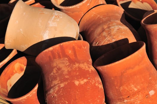 Close-up of Mexican earthenware pottery