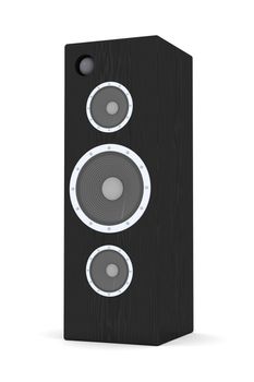 Some huge Hifi Speakers.  3D illustration isolated on white. Natural black wood texture.