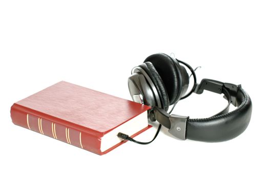 Concept image of an audiobook, isolated against a white background.