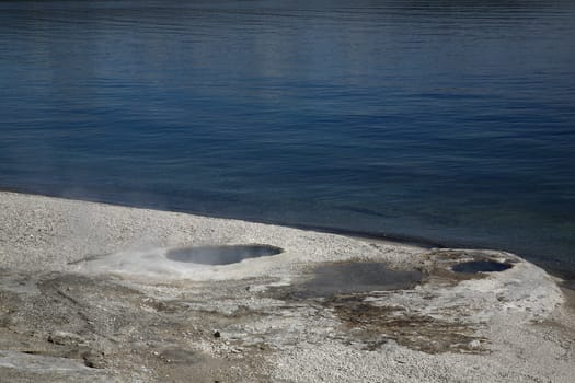 Geysers on the shore of Yellowstone Lake
