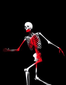 A active Skelton that would make a great Halloween or medical image.