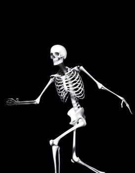 A active Skelton that would make a great Halloween or medical image.