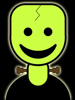 A cute and friendly cartoon Frankenstein for the Halloween holiday.
