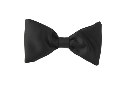front view of black bowtie on white background