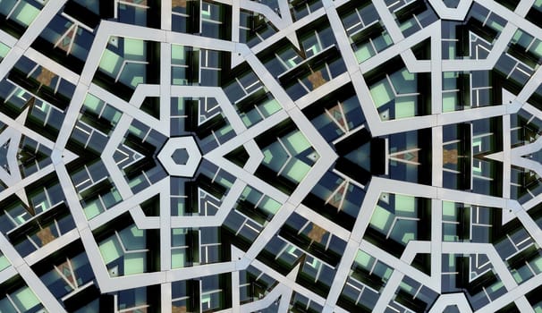 
A seamless abstract pattern background made from building windows.