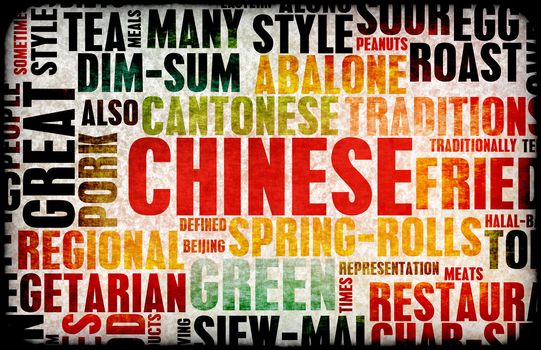 Chinese Food Menu Art Background in Grunge