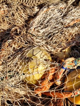 hdr image of some fishing nets on a pier