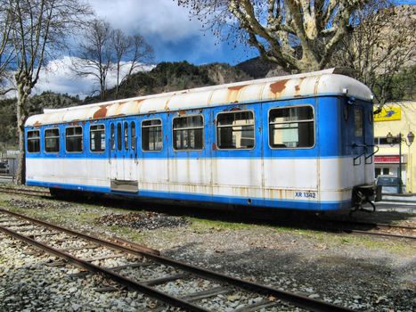 an ancient train car in Provence back country