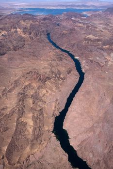 View from airplane to the Colorado river