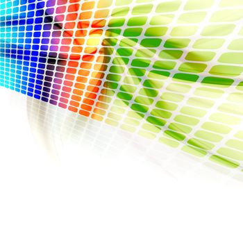 A rainbow colored digital wall or display screen with reflections and plenty of copyspace.