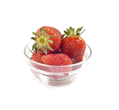 
Freshly picked strawberries on a white background