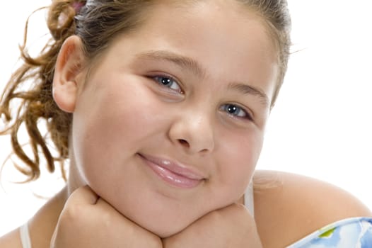 portrait of smiling girl on an isolated background