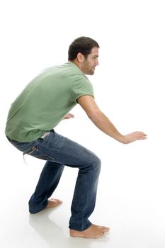 bending man dancing with white background