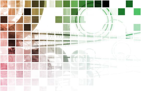 An Artistic Background with Blocks and Curves