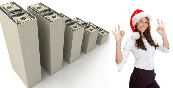 lady model with okay hand gesture  on an isolated white background